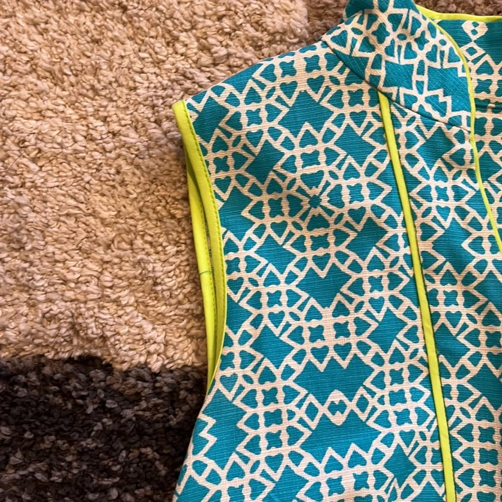 Eliza J Woman's Bright Blue and White Retro Geometric Sleeveless Dress. Sz: 6 - Picture 4 of 6